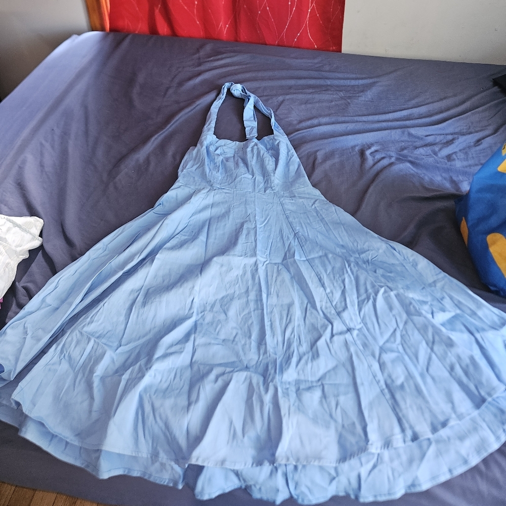 Blue backless Dress